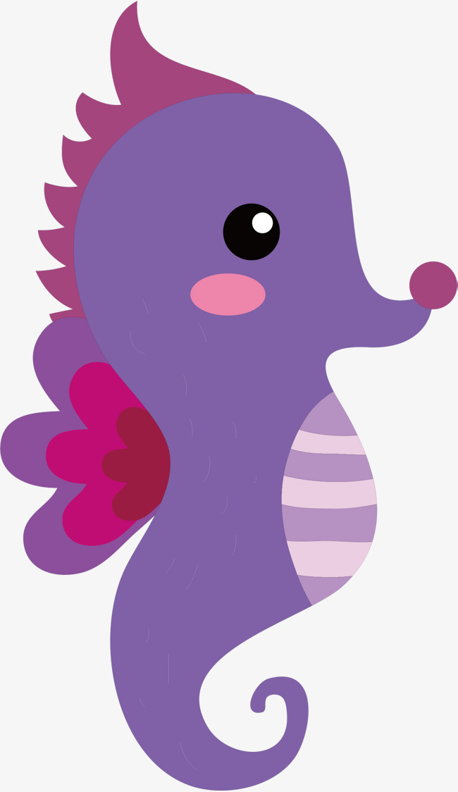 650x1124 Vector Hand Painted Cute Seahorse, A Hippocampus, Vector Diagram - Cute Seahorse Drawing