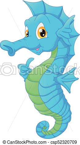 261x470 Vector Illustration Of Cute Seahorse Cartoon - Cute Seahorse Drawing
