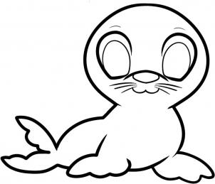 302x259 How To Draw How To Draw A Seal For Kids - Cute Seal Drawing