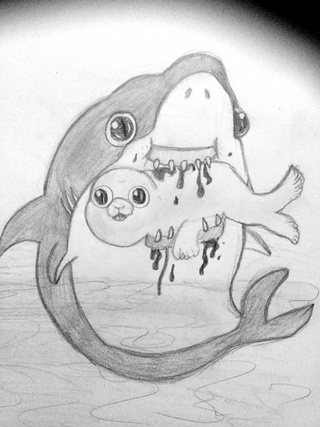 320x427  - Cute Seal Drawing