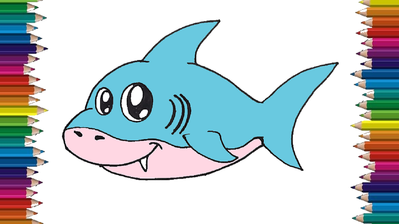 1280x720 How To Draw A Baby Shark Cute And Easy - Cute Shark Drawing