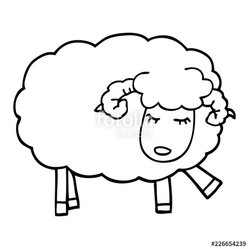 500x500 Line Drawing Cartoon Cute Sheep Stock Image And Royalty Free - Cute Sheep Drawing