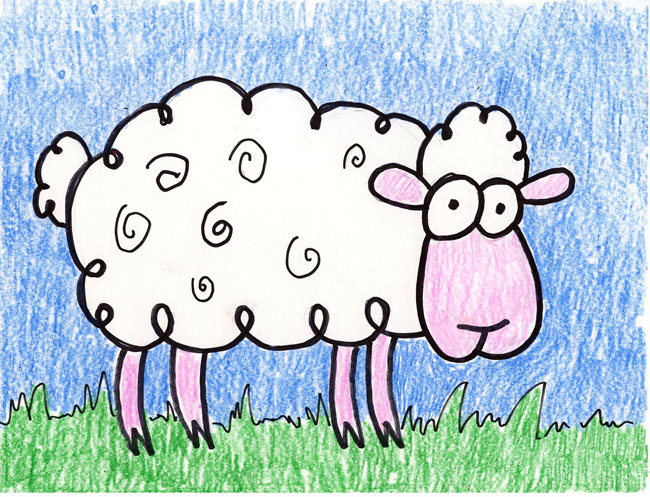 650x497 Cartoon Sheep Art Projects For Kids - Cute Sheep Drawing