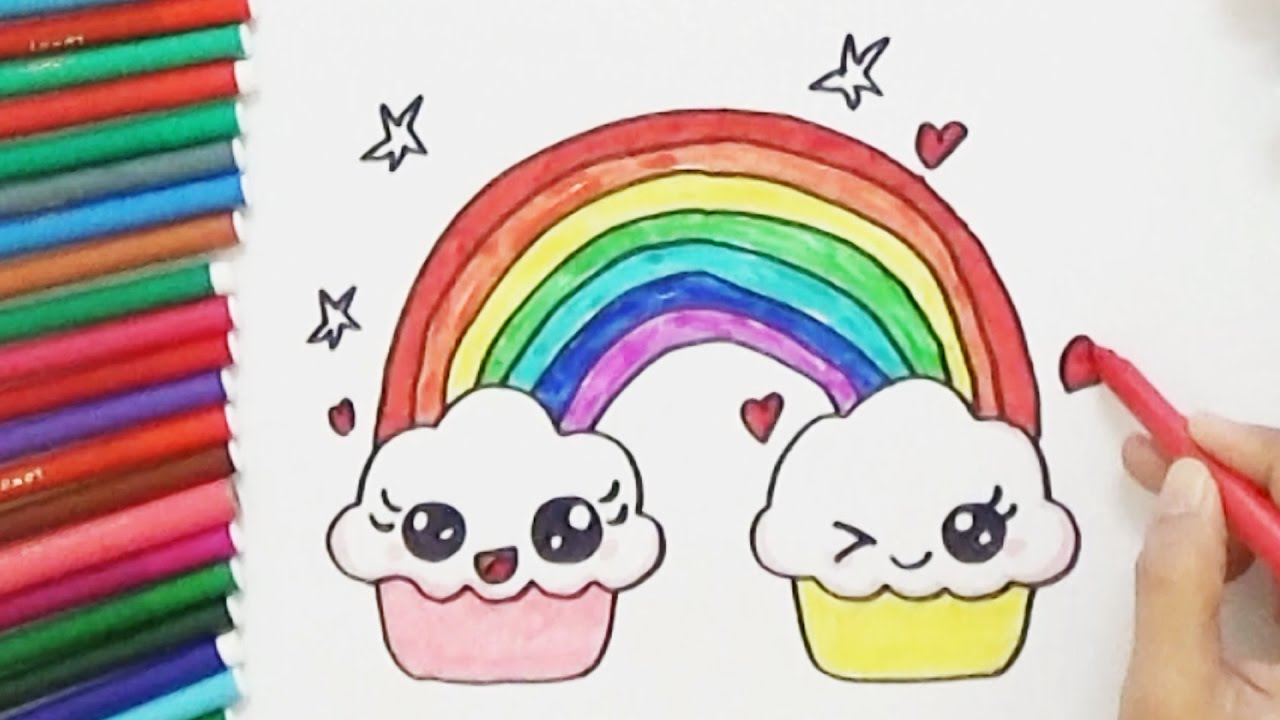 1280x720 How To Draw Cute Rainbow And Smiling Clouds - Cute Smile Drawing