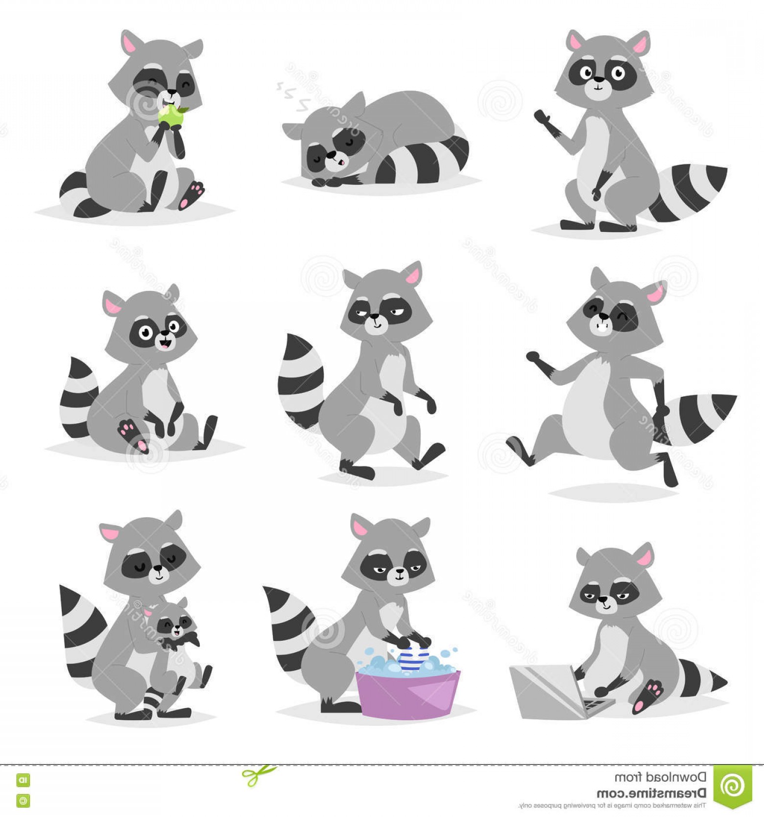 1560x1668 Stock Illustration Cartoon Raccoon Vector Illustration Standing - Cute Smile Drawing