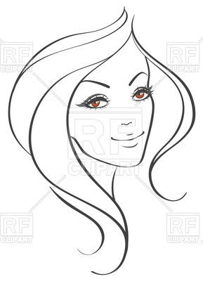 289x400 Contour Portrait Of Cute Smiling Woman Vector Image Of People - Cute Smile Drawing