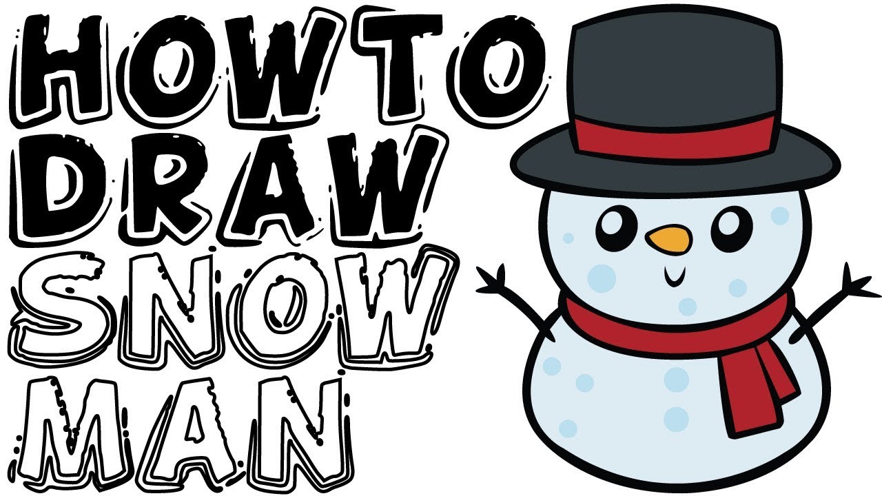 1280x720 How To Draw A Cute Kawaii Snowman Step - Cute Snowman Drawing