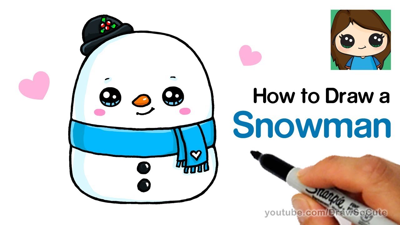 1280x720 How To Draw A Snowman Easy Squishmallows - Cute Snowman Drawing