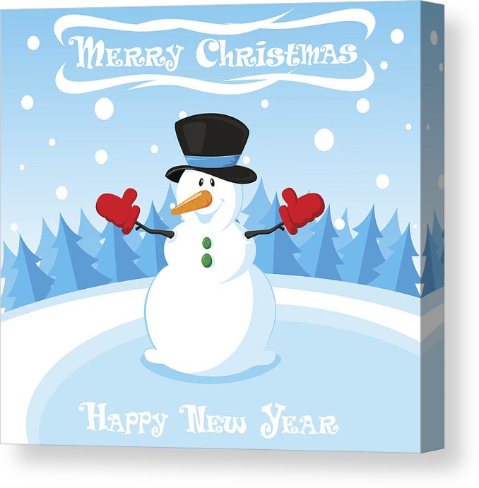 678x691 Merry Christmas And Happy New Year Landscape With Cute Snowman - Cute Snowman Drawing