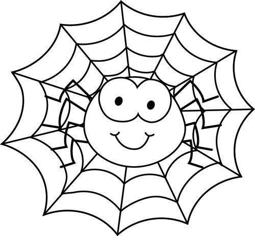 500x463 Spider With Web Coloring - Cute Spider Drawing
