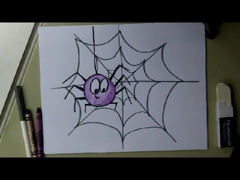 480x360 Draw A Cute Spider On A Web Easy Drawing Tutorial Halloween! - Cute Spider Drawing