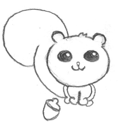 394x457 Cute Squirrel Drawing - Cute Squirrel Drawing