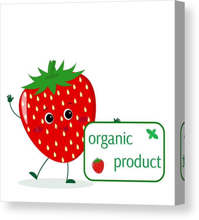678x750 Cute Strawberry Cartoon Character Holds A Plate Of Organic Foods - Cute Strawberry Drawing