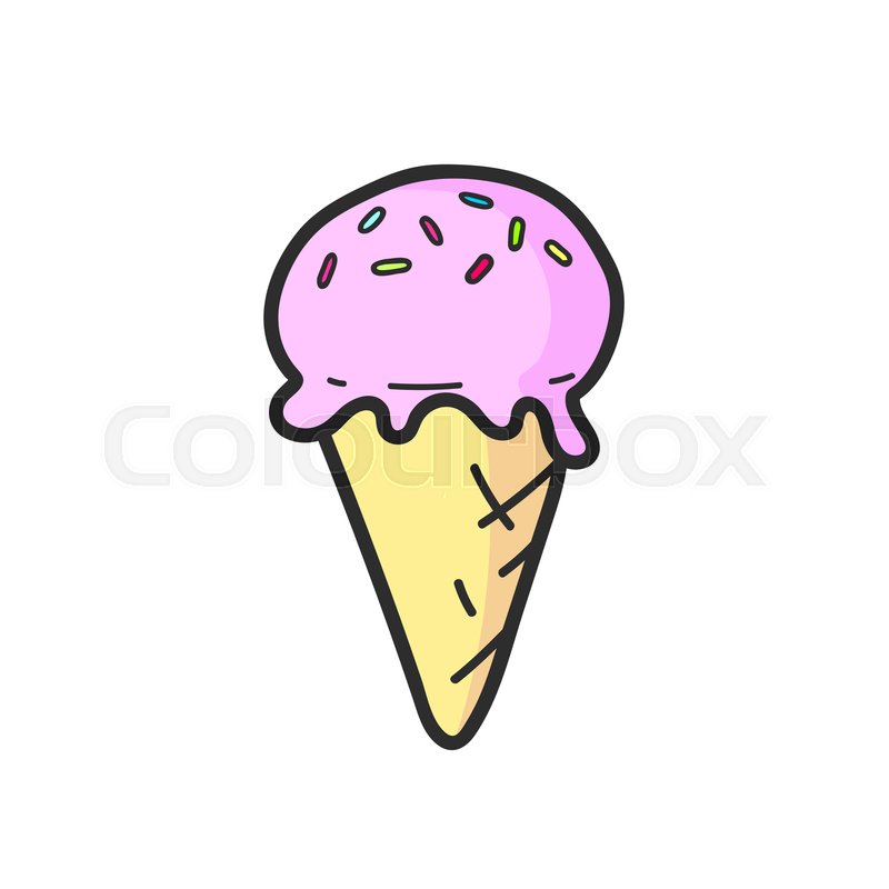 800x800 Cute Strawberry Ice Cream Drawing Stock Vector Colourbox - Cute Strawberry Drawing
