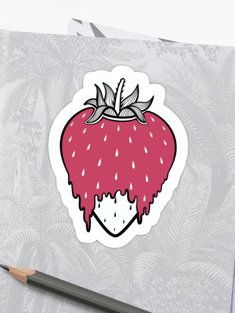 750x1000 Strawberry Cute Cartoon Drawing Sticker - Cute Strawberry Drawing