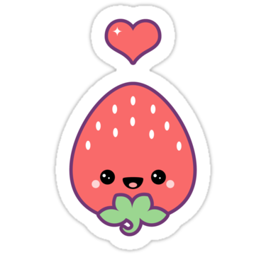 375x360 Cute Strawberry Sticker In S Cute - Cute Strawberry Drawing