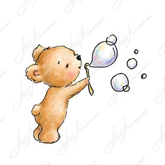 570x570 the drawing of cute teddy bear blowing bubbles printable art etsy - Cute Teddy Bear Drawing