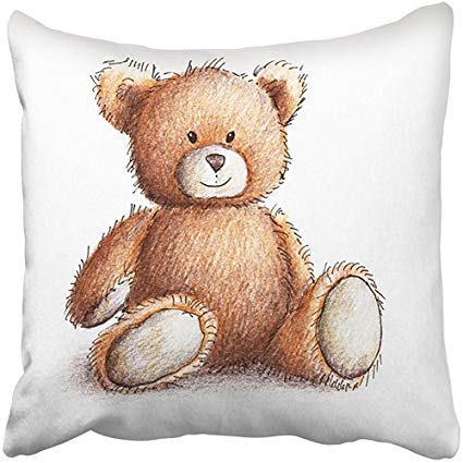 425x425 throw pillow cover inch polyester brown drawing - Cute Teddy Bear Drawing