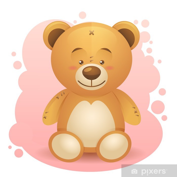 700x700 Cute Teddy Bear Realistic Drawing Isolated Wall Mural Pixers - Cute Teddy Bear Drawing