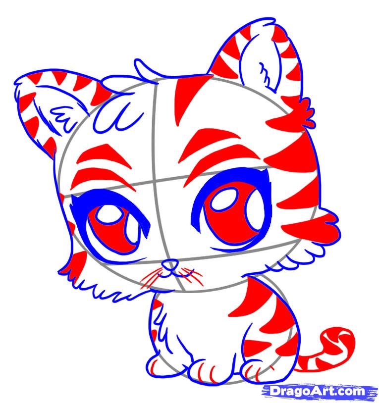 765x814 How To Draw A Cute Tiger, Step - Cute Tiger Drawing