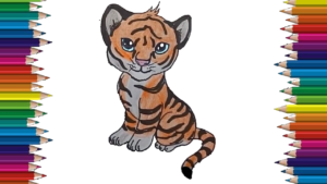 300x169 How To Draw A Cute Tiger Easy Step - Cute Tiger Drawing