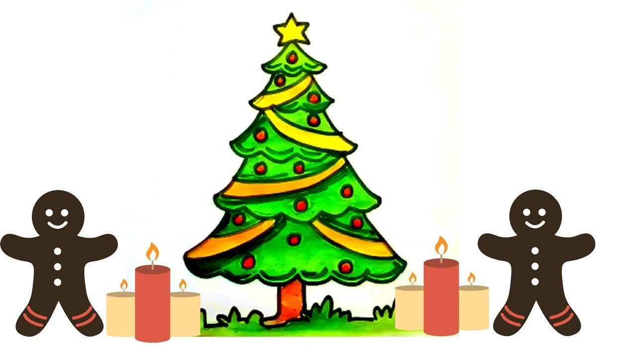 1280x720 How To Draw A Christmas Tree - Cute Tree Drawing
