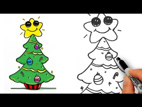 480x360 How To Draw A Cute Christmas Tree Easy For Beginners - Cute Tree Drawing