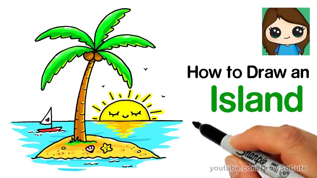 1280x720 How To Draw An Island With A Coconut Tree Easy - Cute Tree Drawing