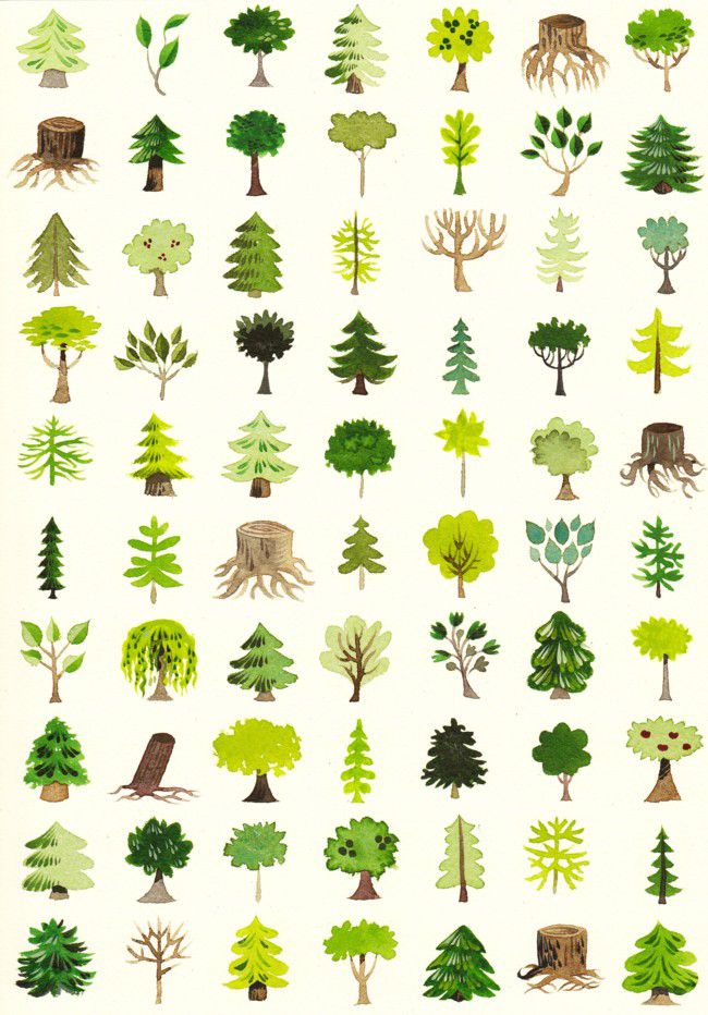 650x932 Cute Trees Art Reference Illustration Artists - Cute Tree Drawing