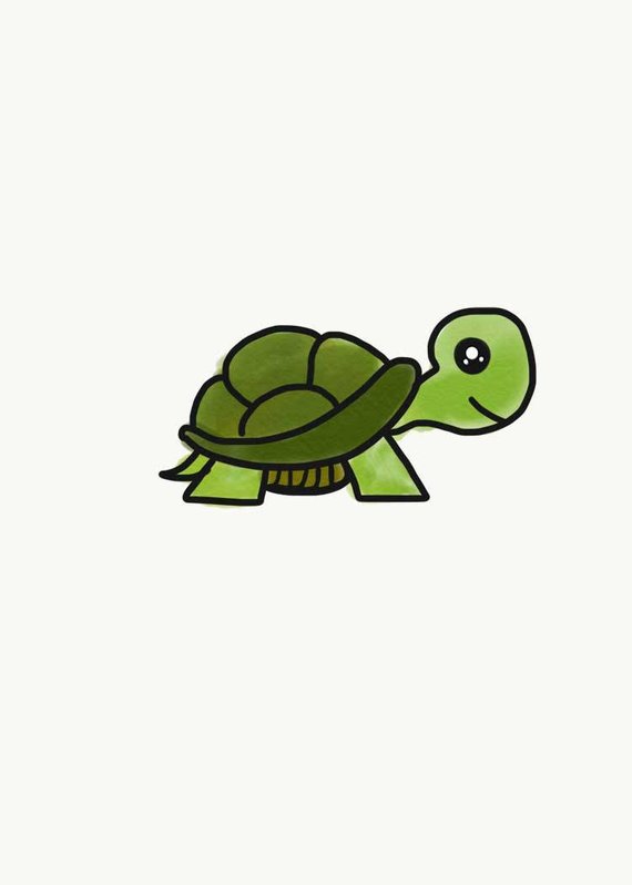 570x798 Baby Turtle Cute Turtle Illustration Baby Room Decor Etsy - Cute Turtle Drawing