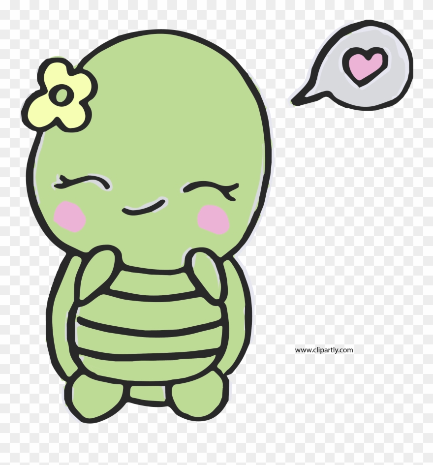 880x945 Sweet And Cute Turtle Easy Png Clipart - Cute Turtle Drawing