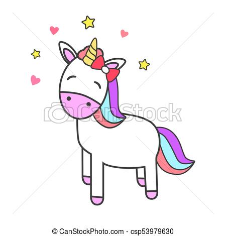 450x470 Cute Unicorn Magic Drawing Isolated Magic Cute Unicorn With Stars - Cute Unicorn Drawings