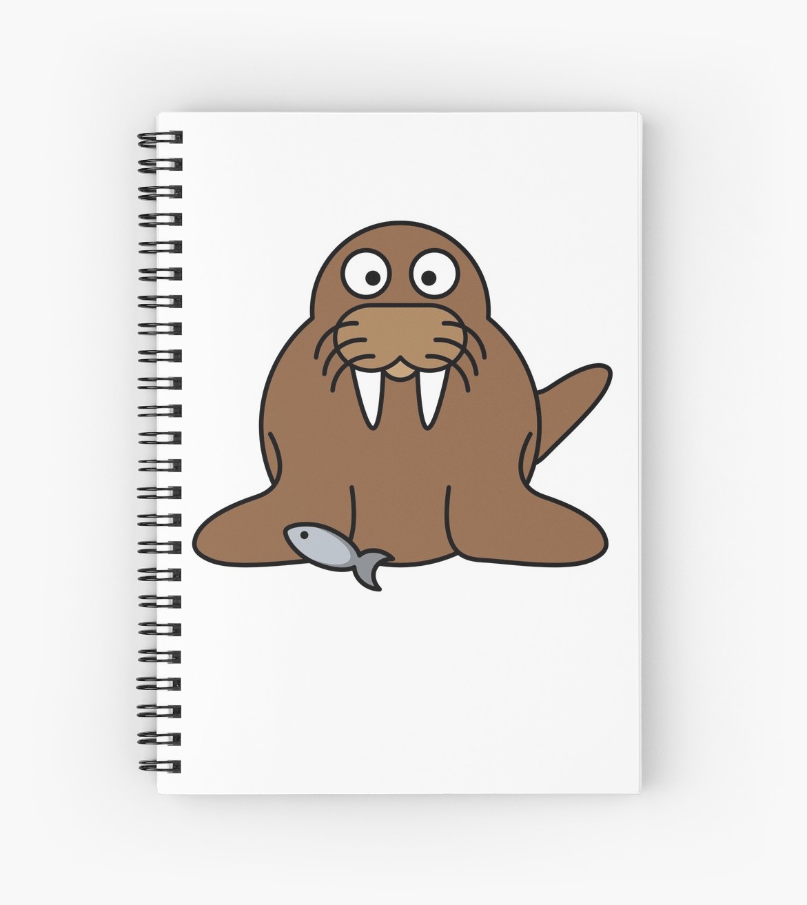 1171x1313 cute walrus with a fish spiral notebooks - Cute Walrus Drawing