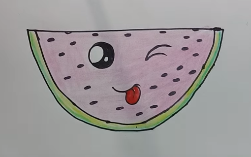 510x319 How To Draw A Cute Watermelon Draw Fruit And Coloring Pages - Cute Watermelon Drawing