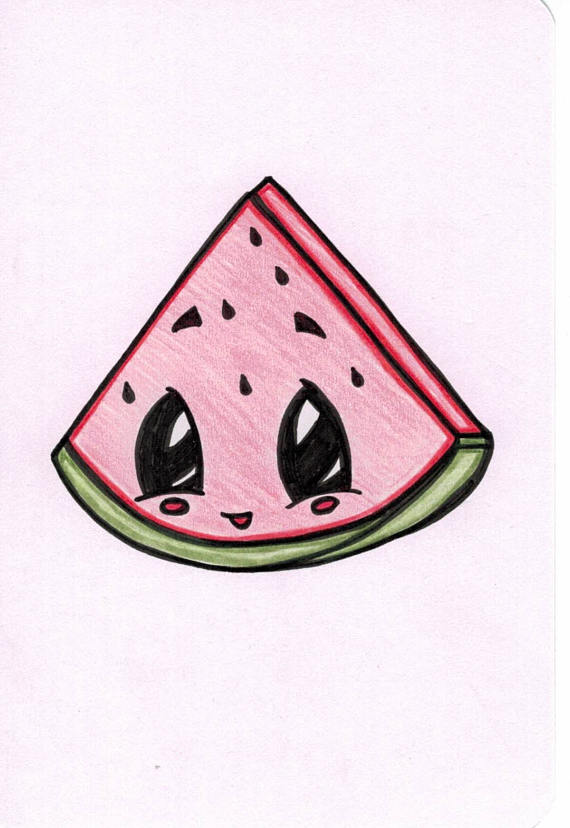 570x828 watermelon cartoon in inkimagined watermelon cartoon - Cute Watermelon Drawing