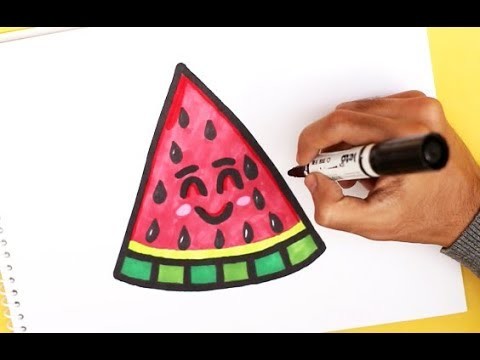480x360 Draw, How To Draw A Cute Watermelon Easy, How To Draw A Cute - Cute Watermelon Drawing