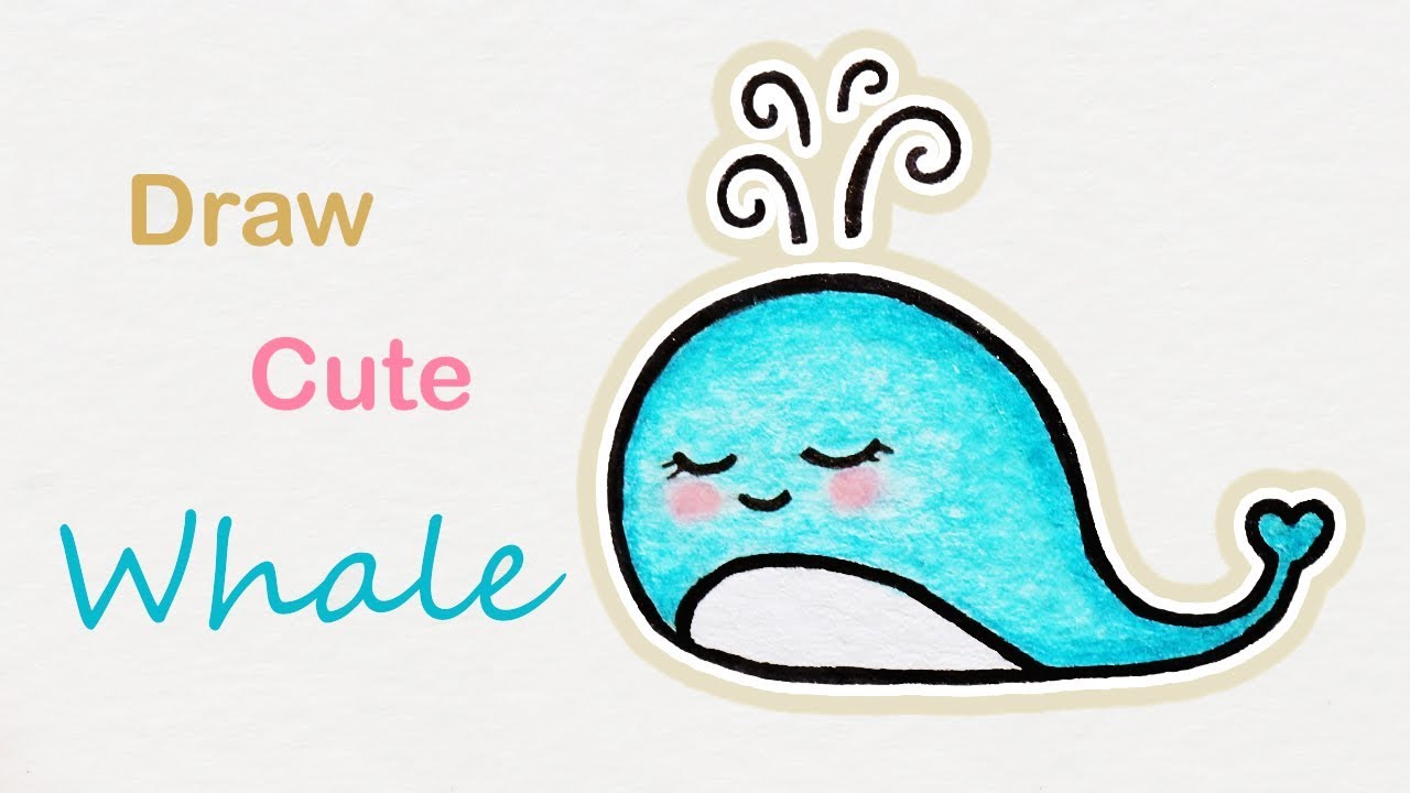 1280x720 How To Draw A Cute Whale Step - Cute Whale Drawing