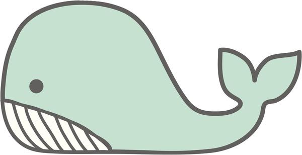 600x308 Simple Cute Mint Green Whale Cartoon Drawing Vinyl Decal Sticker - Cute Whale Drawing