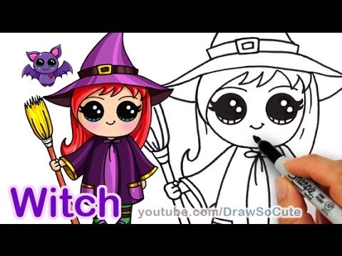 Cute Witch Drawing