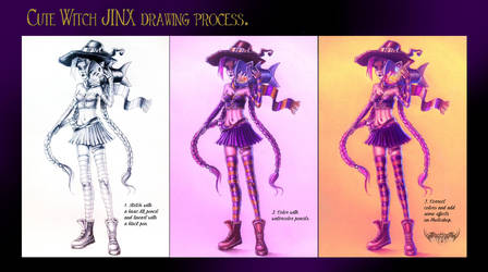 448x250 Cute Witch Jinx Drawing Process - Cute Witch Drawing