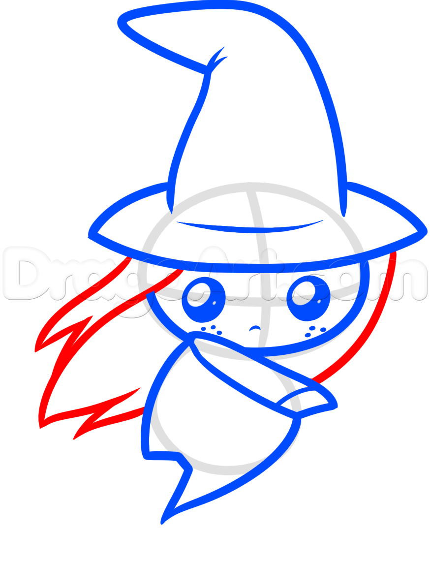 874x1146 How To Draw A Cute Witch, Step - Cute Witch Drawing