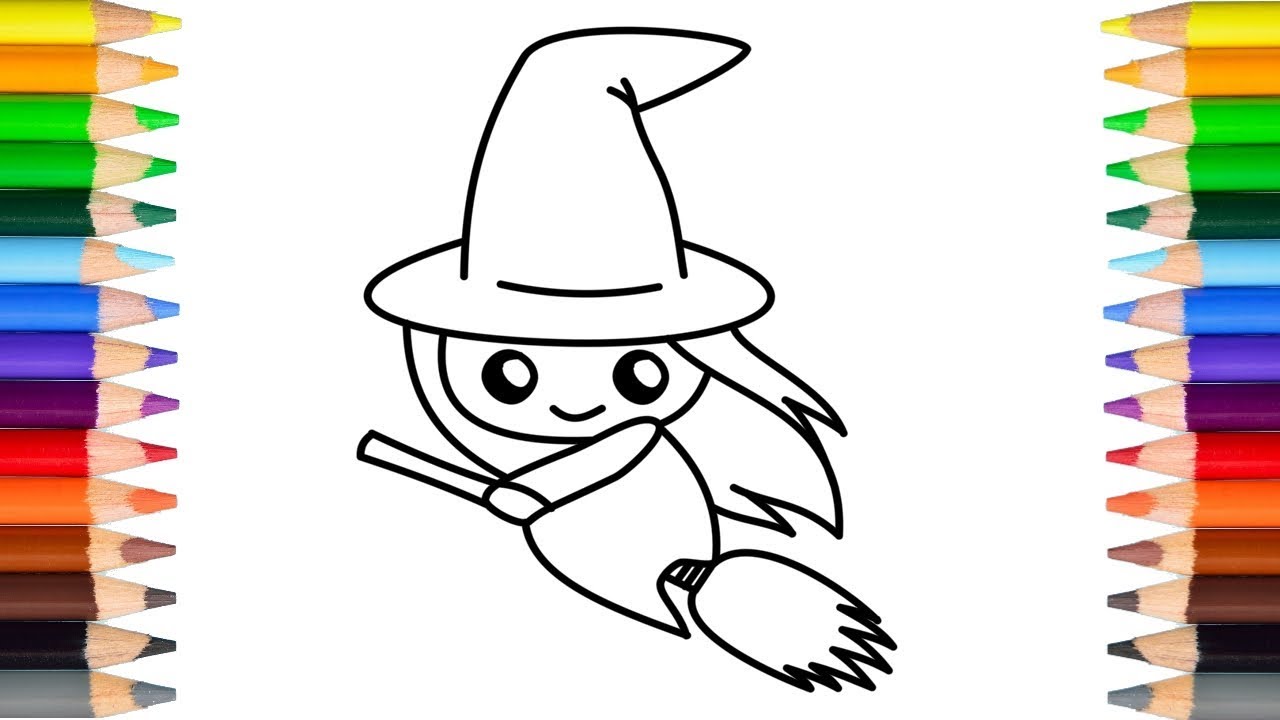 1280x720 How To Draw A Cute Halloween Witch Step - Cute Witch Drawing