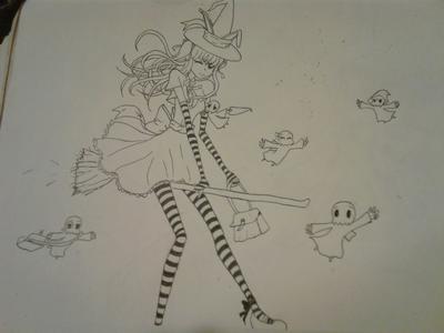 400x300 Cute Flying Witch - Cute Witch Drawing