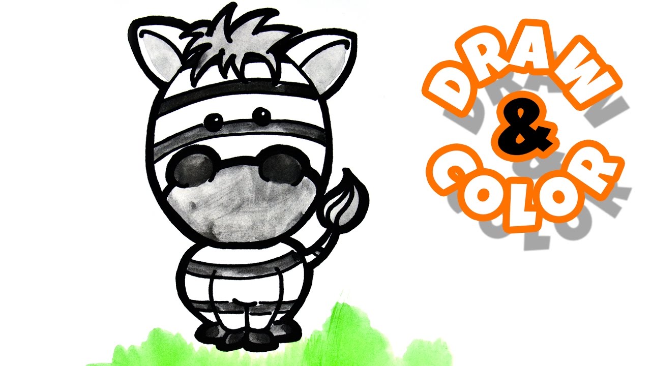 1280x720 Easy Drawing For Kids How To Draw A Cute Zebra Step - Cute Zebra Drawing