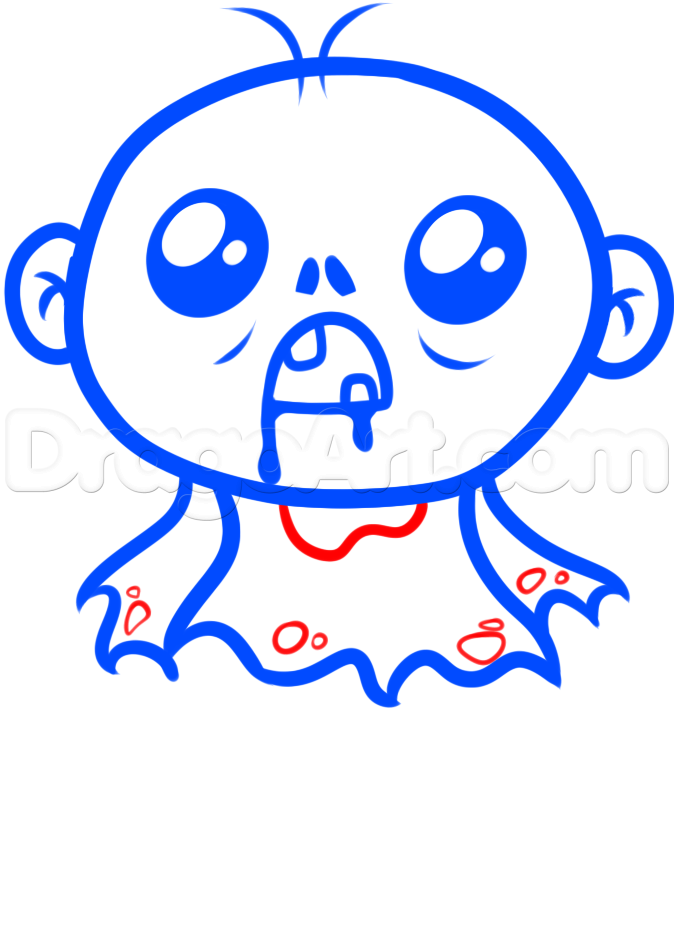 674x928 How To Draw A Cute Zombie, Step - Cute Zombie Drawing