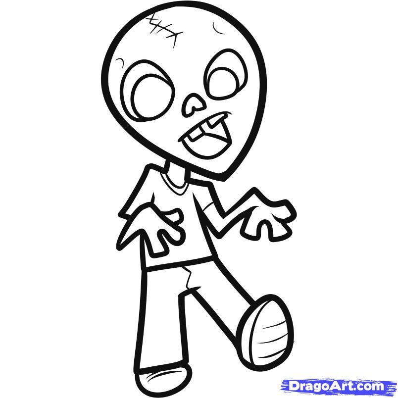804x804 how to draw a zombie for kids step project planning zombie - Cute Zombie Drawing