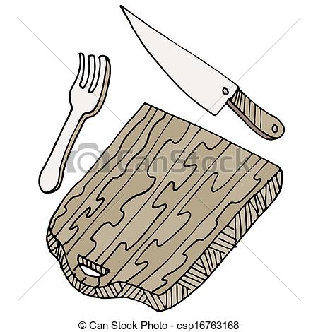 450x470 cutting board an image of a cutting board with knife and fork - Cutting Board Drawing