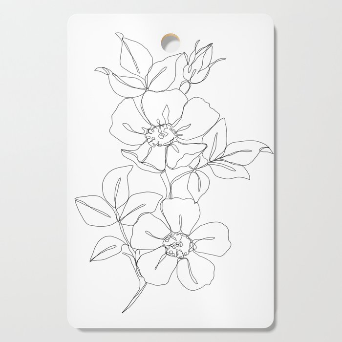 700x700 Floral One Line Drawing - Cutting Board Drawing