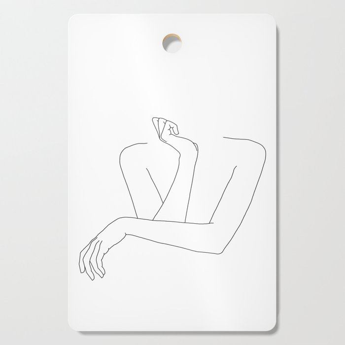 700x700 Minimal Line Drawing Of Woman's Folded Arms - Cutting Board Drawing