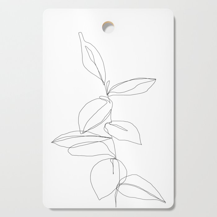 700x700 One Line Minimal Plant Leaves Drawing - Cutting Board Drawing